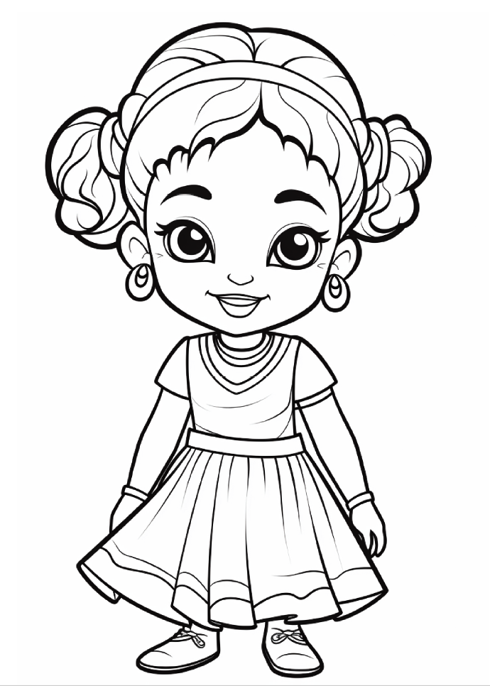 Free - Black girl à colorier