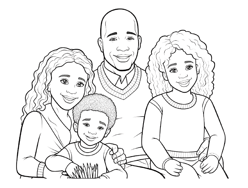 Coloriage - Bundle - Black Family , Black Boys & Black Girls